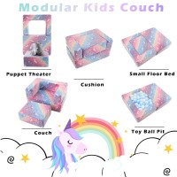 Memorecool Toddler Chair Glow In Dark Rainbow Kids Couch Fold Out Modular Chair For Boy Girl Baby Sofa Chair For Bedroom Loung