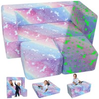 Memorecool Kids Couch Toddler Couch Glow In The Dark Rainbow Kids Couch Fold Out Baby Couch Kids Bedroom Furniture Kids Sofa