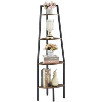 Hoctieon Corner Shelf Industrial 4Tier Corner Bookshelf Rustic Corner Ladder Shelf Corner Bookcase For Small Spaces Bedroom