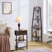 Hoctieon Corner Shelf Industrial 4Tier Corner Bookshelf Rustic Corner Ladder Shelf Corner Bookcase For Small Spaces Bedroom