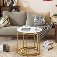 Nesting Coffee Table Faux White Marble For Small Place 24 In 2 Sets High Side End Sofa Table Nightstand Modern Furniture Living Room Cabin Bed Room Dining Roomgarden 4 You (White Marble)