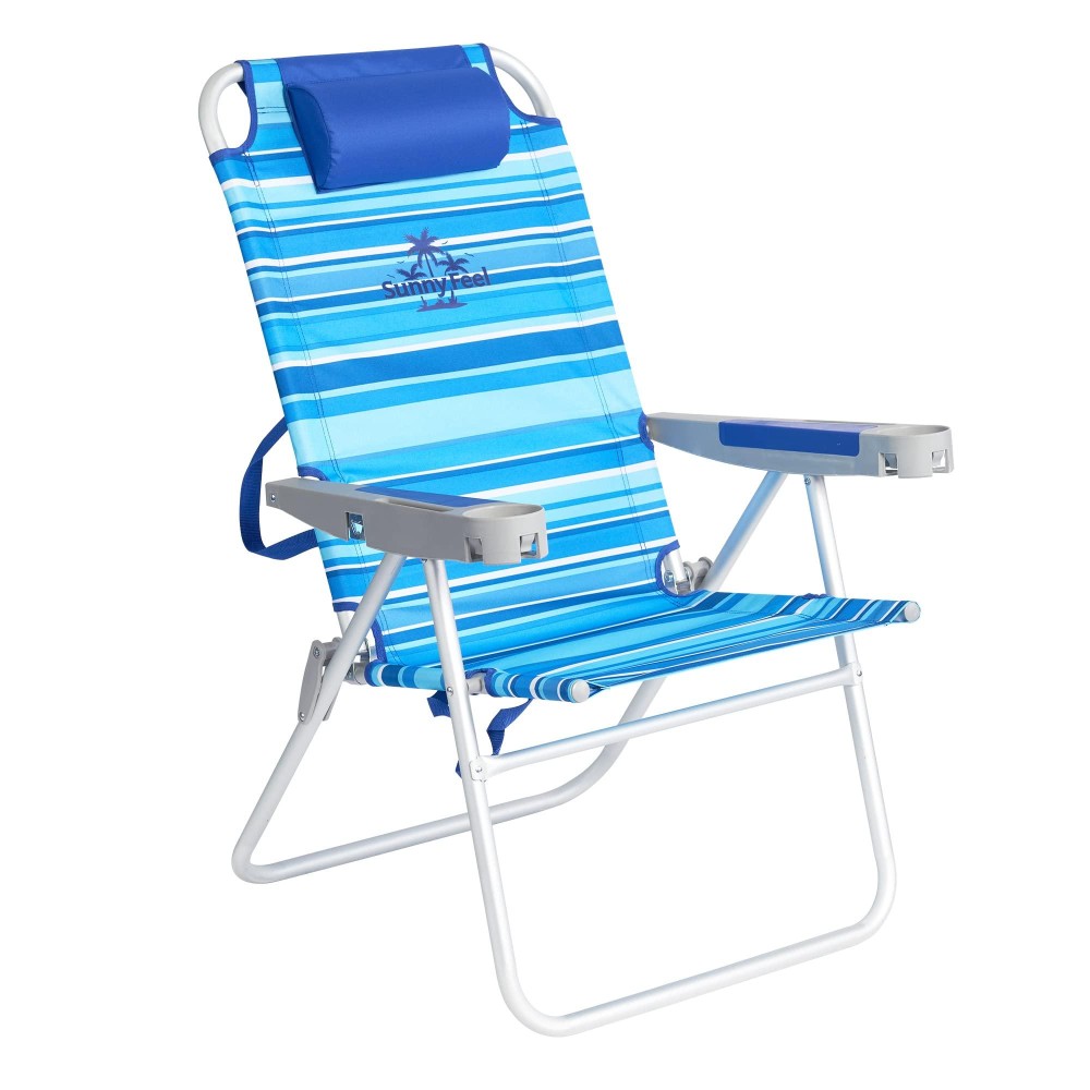 Sunnyfeel Tall Folding Beach Chair Lightweight, Portable Sand Chair For Adults Heavy Duty 300 Lbs With Cup Holders, Foldable High Camping Lawn Chairs For Camp/Outdoor/Picnic/Concert/Sports