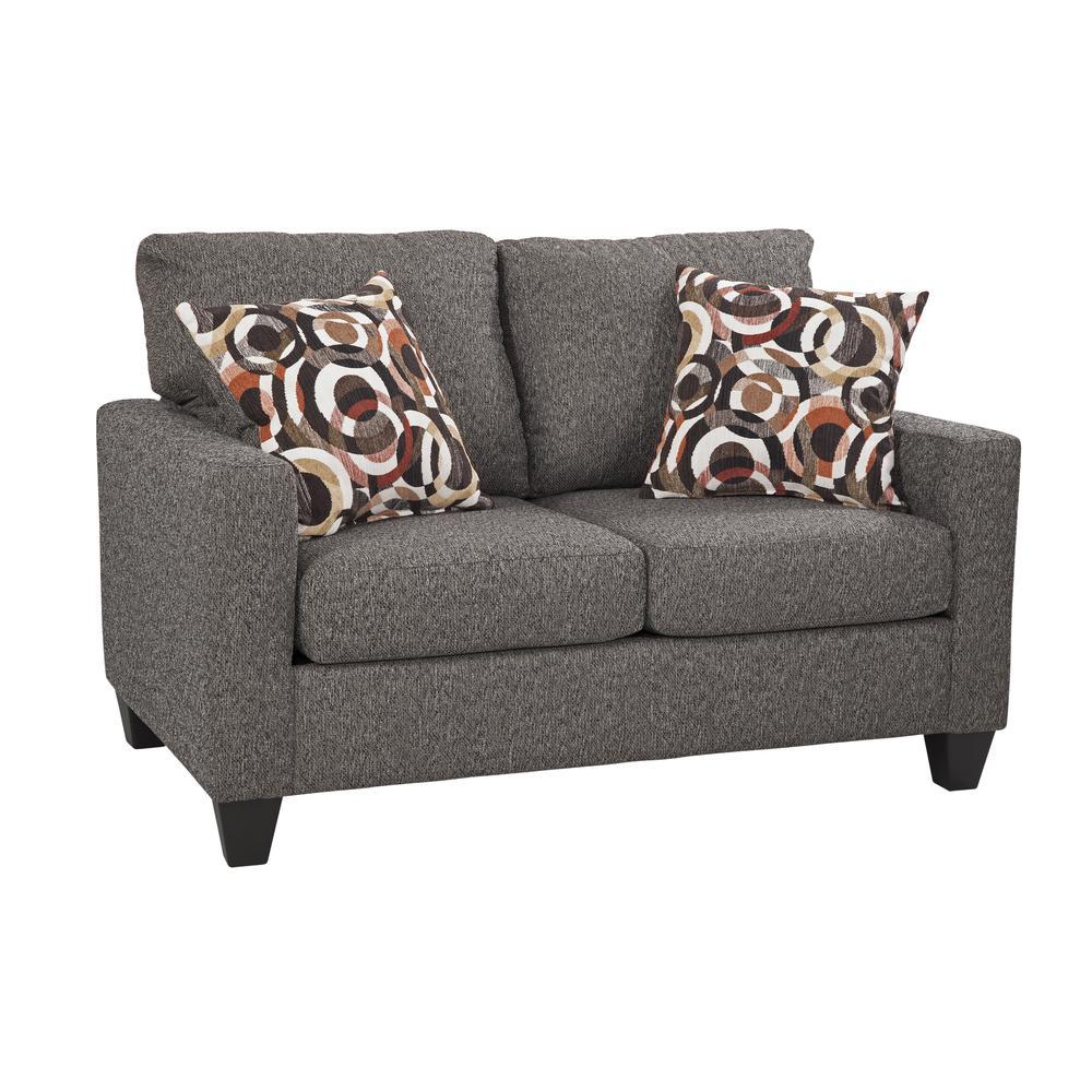 American Furniture Classics Charcoal Loveseat with 2 Accent Pillows