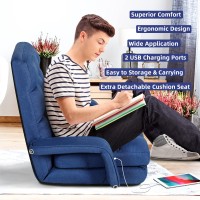 Sthouyn Comfy Floor Chair Bedroom 2 Usb Charging Ports 5Position Floor Couch Gaming Chairs Adults Lounge Chair Indoor Folding