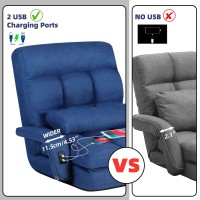 Sthouyn Comfy Floor Chair Bedroom 2 Usb Charging Ports 5Position Floor Couch Gaming Chairs Adults Lounge Chair Indoor Folding