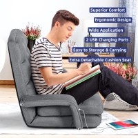 Sthouyn Comfy Floor Chair Bedroom 2 Usb Charging Ports 5Position Couch Gaming Lounge Chairs Adults Indoor Folding Lazy Sofa M