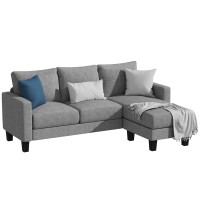 Yeshomy Convertible Sectional 3 Lshaped Couch Soft Seat With Modern Linen Fabric Small Space Sofas For Living Room Apartment