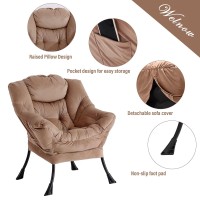 Welnow Lazy Chair With Ottoman Modern Lounge Accent Chair With Armrests And A Side Pocket Leisure Sofa Chair Set Reading Chai