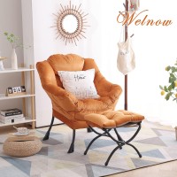 Welnow Lazy Chair With Ottoman Modern Lounge Accent Chair With Armrests And A Side Pocket Leisure Upholstered Sofa Chair Readi