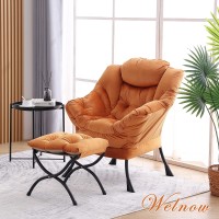 Welnow Lazy Chair With Ottoman Modern Lounge Accent Chair With Armrests And A Side Pocket Leisure Upholstered Sofa Chair Readi