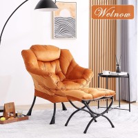 Welnow Lazy Chair With Ottoman Modern Lounge Accent Chair With Armrests And A Side Pocket Leisure Upholstered Sofa Chair Readi