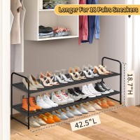 Sleeping Lamb Long 2Tier Shoe Organizer For Closet Stackable Wide Shoe Rack Holds 18Pairs Low Shoe Shelf Storage For Bedroom