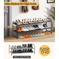 Sleeping Lamb Long 2Tier Shoe Organizer For Closet Stackable Wide Shoe Rack Holds 18Pairs Low Shoe Shelf Storage For Bedroom