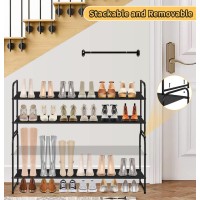 Sleeping Lamb Long 2Tier Shoe Organizer For Closet Stackable Wide Shoe Rack Holds 18Pairs Low Shoe Shelf Storage For Bedroom