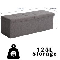 Cuyoca 453 Inches Storage Ottoman Bench Foldable Seat Footrest Shoe Bench End Of Bed Storage With Flipping Lid 166L Storage Up