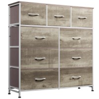 Wlive 9Drawer Dresser Fabric Storage Tower For Bedroom Hallway Nursery Closet Tall Chest Organizer Unit With Fabric Bins