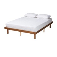 Baxton Studio Winston MidCentury Modern Walnut Brown Finished Wood Queen Size Platform Bed frame