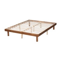 Baxton Studio Winston MidCentury Modern Walnut Brown Finished Wood Queen Size Platform Bed frame