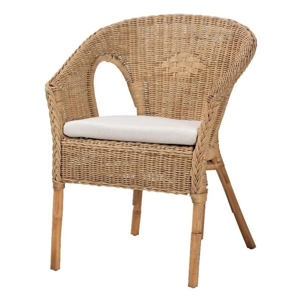 Baxton Studio Abbey Modern Bohemian Natural Brown Antique Rattan Dining Chair