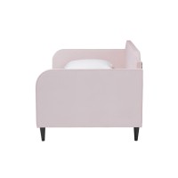 Baxton Studio Kaya Modern and Contemporary Light Pink Velvet Fabric and Dark Brown Finished Wood Full Size Daybed