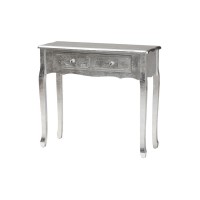 Baxton Studio Newton Classic and Traditional Silver Finsihed Wood 2Drawer Console Table