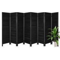 Ecomex 8 Panel Room Divider,Folding Privacy Screens Room Divider, Wood Room Screen Divider Freestanding, Room Separator Temporary Wall Divider, Black