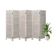 Ecomex 6 Panel Room Divider, Wood Room Screen Divider Freestanding, Folding Privacy Screens Room Divider Room Separator Temporary Wall Dividers, White