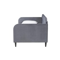 Baxton Studio Kaya Modern and Contemporary Grey Velvet Fabric and Dark Brown Finished Wood Twin Size Daybed