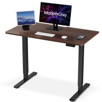Motiongrey - Electric Motor Height Adjustable Standing Desk, Ergonomic Stand Up Desk, Adjustable Computer Sit Stand Desk Stand (Black + Black, 43 Inch)