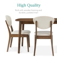 Best Choice Products 5-Piece Dining Set, Compact Mid-Century Modern Table & Chair Set for Home, Apartment w/ 4 Chairs, Padded Seats & Backrests, Wooden Frame - Cream/Walnut