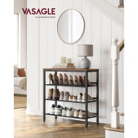 Vasagle Shoe Rack For Entryway 4 Tier Shoe Storage Shelves 1215 Pairs Shoe Organizer With Sturdy Wooden Top And Steel Frame