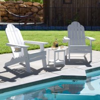 Lue Bona Folding Adirondack Chair Set Of 2 With Adirondack Side Table White Hdps Fire Pit Adirondack Chairs With Cup Holder For