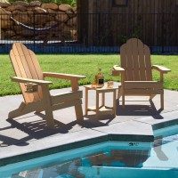 Lue Bona Folding Adirondack Chair Set Of 2 With Adirondack Side Table Brown Hdps Fire Pit Adirondack Chairs With Cup Holder For