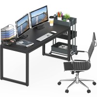 Shw Home Office 55Inch Large Computer Desk 24 Deep Black