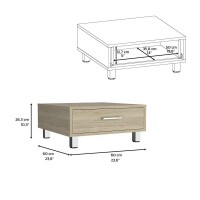 Depot E-Shop Staten Coffee Table  Four Legs  One Drawer   Light Pine