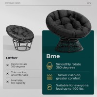 Bme 40 Ergonomic Wicker Papasan Chair With Soft Thick Density Fabric Cushion High Capacity Steel Frame 360 Degree Swivel For