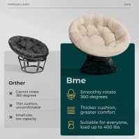 Bme 40 Ergonomic Wicker Papasan Chair With Soft Thick Density Fabric Cushion High Capacity Steel Frame 360 Degree Swivel For