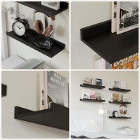 Richer House 5 Set Floating Wall Mounted Shelves Black Shelves For Wall Decor Modern Picture Ledge Shelf With Lip For Storage