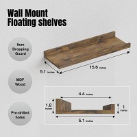 Richer House 5 Set Floating Shelves For Wall Decor Wall Mounted Book Shelf Nursery Shelves Picture Ledge Shelf With Lip For Wa