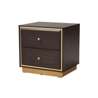 Baxton Studio Cormac Mid-Century Modern Transitional Dark Brown Finished Wood And Gold Metal 3-Piece Storage Set