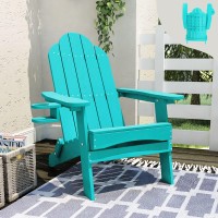 Lue Bona Folding Adirondack Chair Aruba Blue Hdps Fire Pit Patio Chairs Weather Resistant Modern Plastic Outdoor Chairs With C