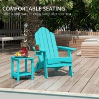 Lue Bona Folding Adirondack Chair Aruba Blue Hdps Fire Pit Patio Chairs Weather Resistant Modern Plastic Outdoor Chairs With C