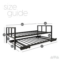 Milliard Twin Daybed And Fold- Up Trundle Set, Daybed With Pop Up Trundle, Black Frame - Mattresses Sold Separately
