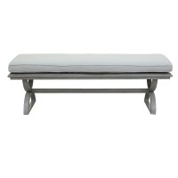 Outdoor Aluminum Bench With Cushion Cast Silver(D0102H7C64J)