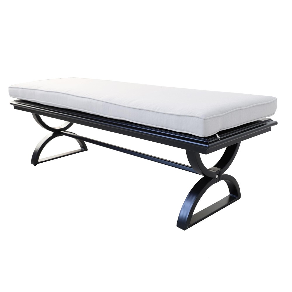 Outdoor Aluminum Bench With Cushion Black Silkcast Silver(D0102H7C6T2)