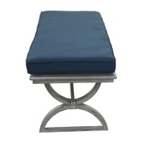 Outdoor Aluminum Bench With Cushion Denim Blue(D0102H7C6Nx)