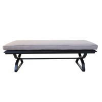 Outdoor Aluminum Bench With Cushion Black Silkcanvas Taupe(D0102H7Cyh2)