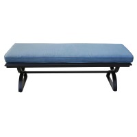 Outdoor Aluminum Bench With Cushion Black Silksapphire Blue(D0102H7Cyxj)