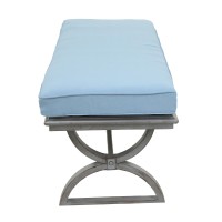 Outdoor Aluminum Bench With Cushion Washed Whiskeyblue(D0102H7Cyhx)