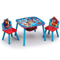 Delta Children Paw Patrol 4-Piece Playroom Set Includes Table With 2 Chairs And Deluxe Toy Box, Blue